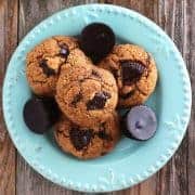 Toaster oven peanut butter cookies are a small batch treat perfect for two people. Made with natural peanut butter and mini dark chocolate peanut butter cup chunks.