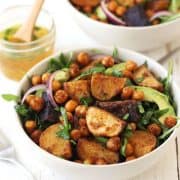 A nutritious dinner that's big on flavor but light on effort. This smoky roasted baby potatoes and chickpea salad is a meal-sized salad guaranteed to fill you up.