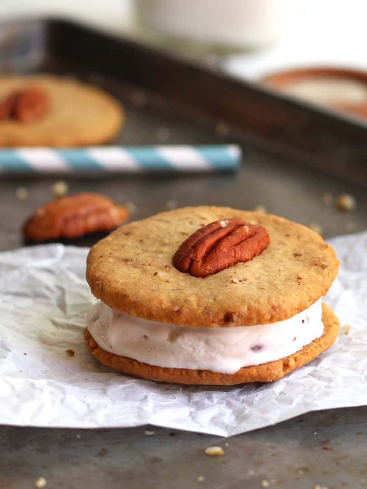 Mini Maple Pecan Ice Cream Cookie Sandwiches