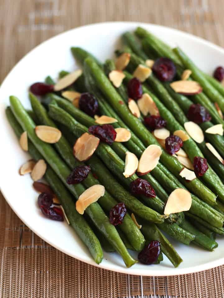 Holiday Toaster Oven Roasted Green Beans (With Cranberries & Almonds)