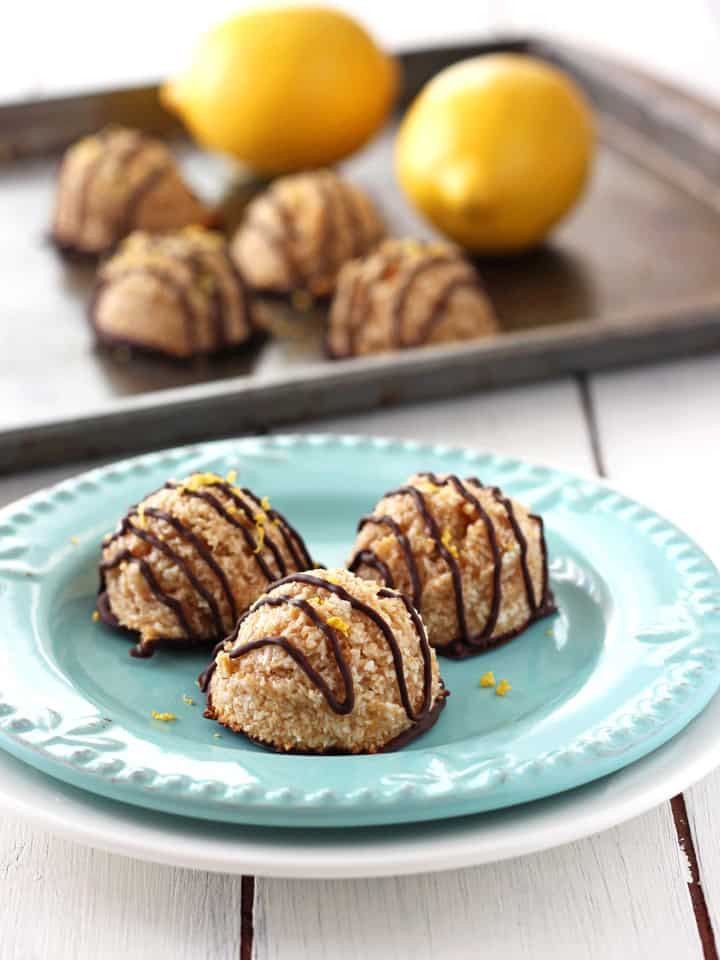 Chocolate Dipped Vegan Lemon Macaroons