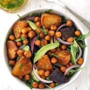 A nutritious dinner that's big on flavor but light on effort. This smoky roasted baby potatoes and chickpea salad is a meal-sized salad guaranteed to fill you up.